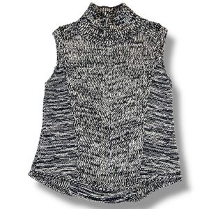 WHITE HOUSE BLACK MARKET Women's Sleeveless Turtleneck Blue White Sweater Size M
